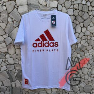 Remera algodón blanca con adidas rojo