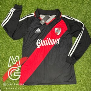 Camiseta retro River negra banda roja (Mangas Largas)